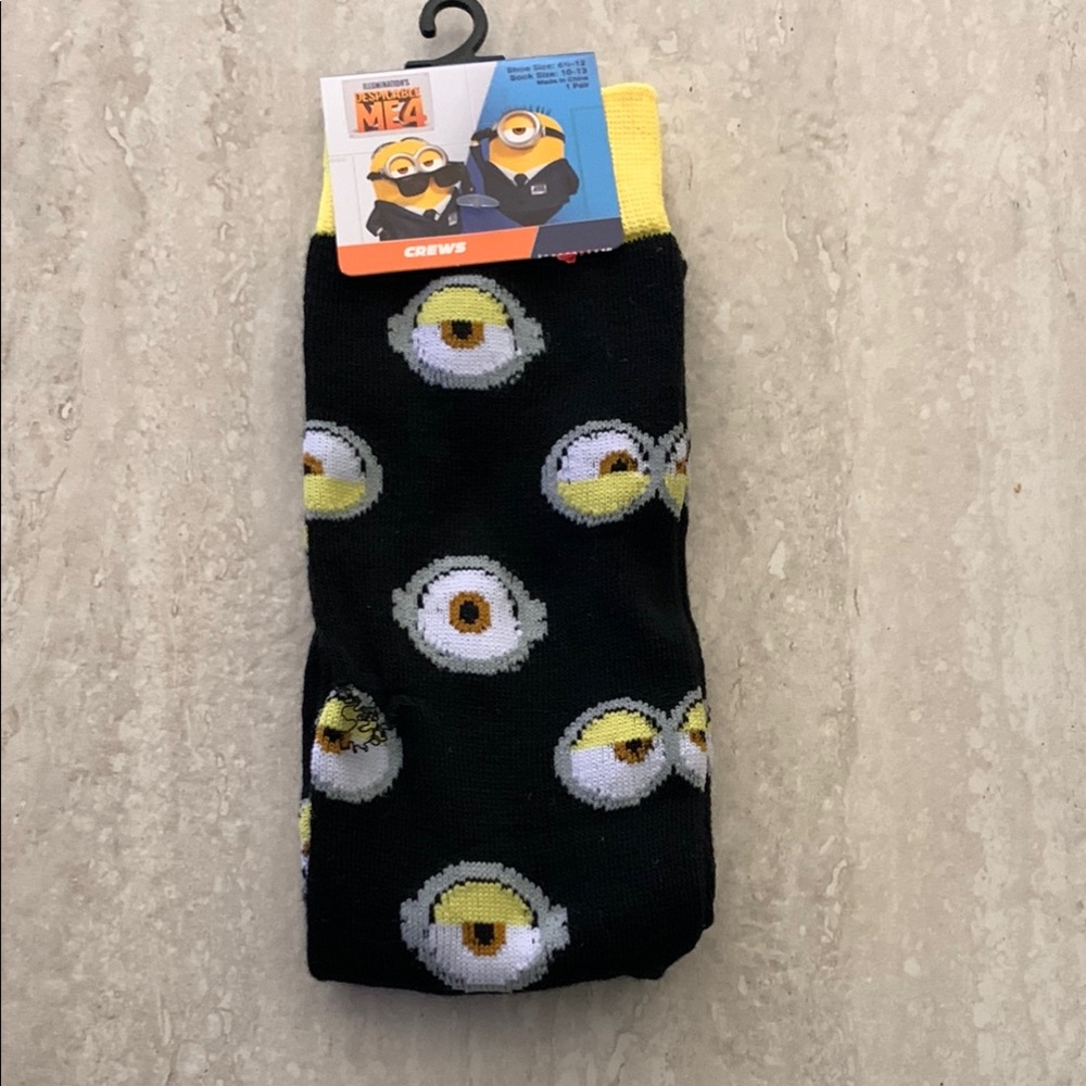 Despicable Me Minions Black and Yellow Crew Socks